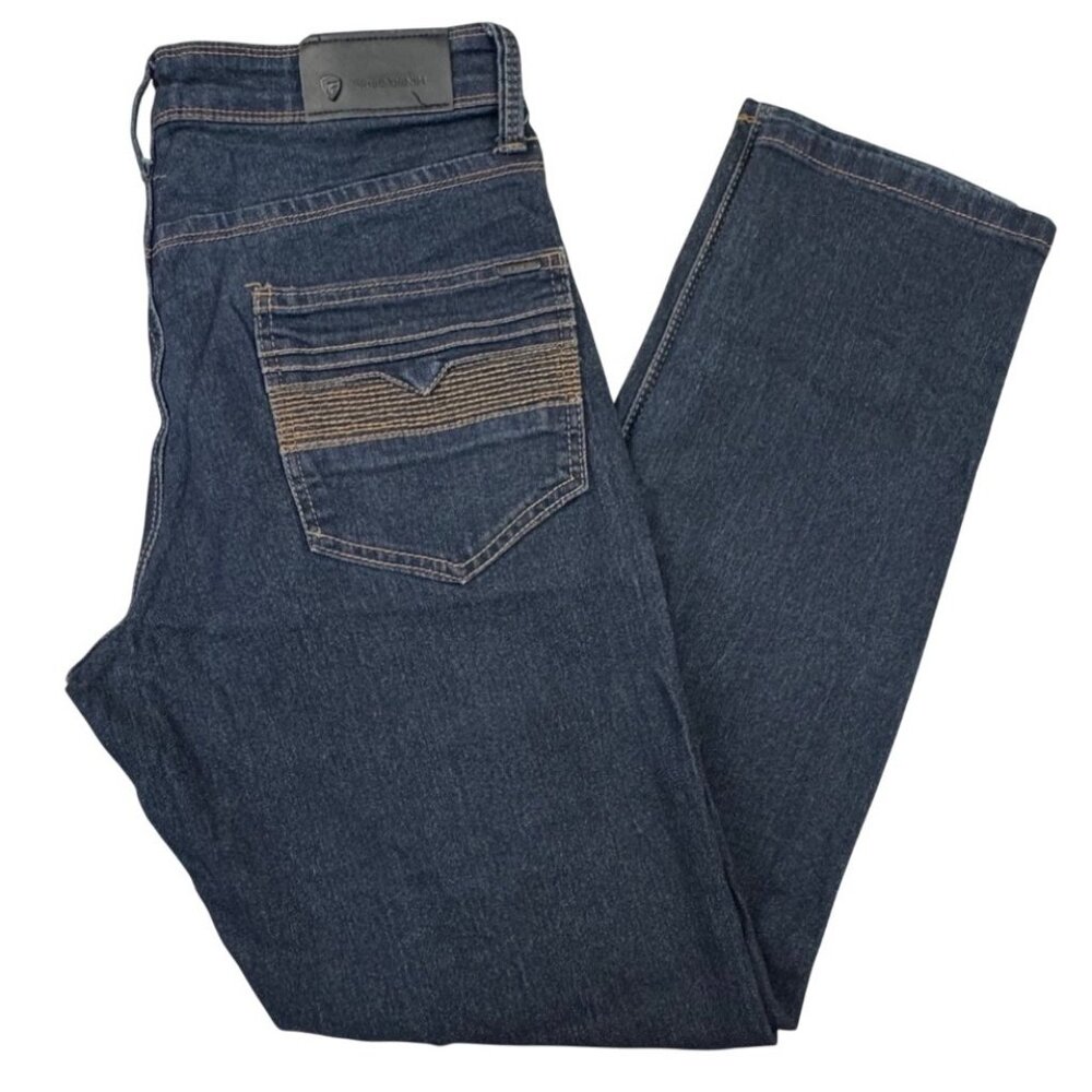 Fried Denim Mens 32/30 Slim Fit Dress Jeans Dark Wash Dinner Comfort